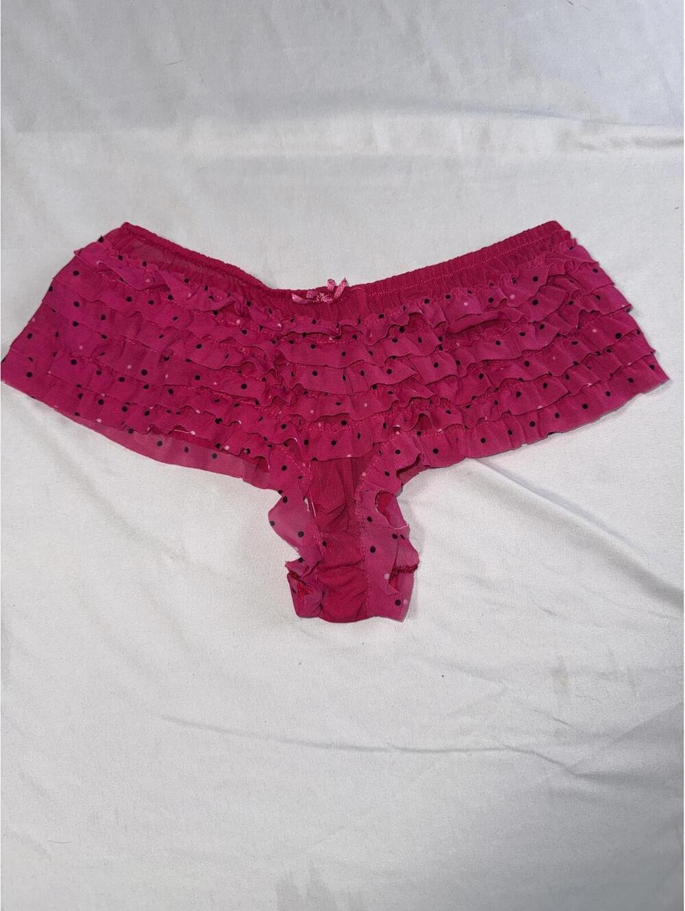 Native Intimates Pink Ruffled Polka Dot Panties Small